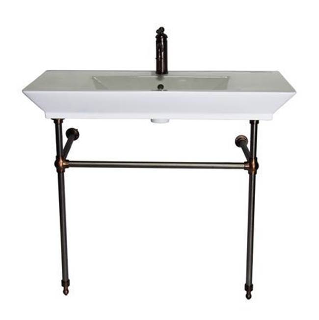 Barclay Opulence Console 39-1/2'', RectBowl, 8'' WS, White, PN Stand