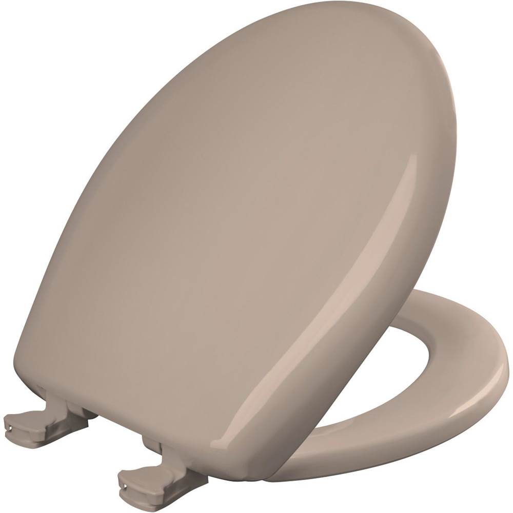 Bemis Round Plastic Toilet Seat with WhisperClose with EasyClean & Change Hinge and STA-TITE in Fawn Beige