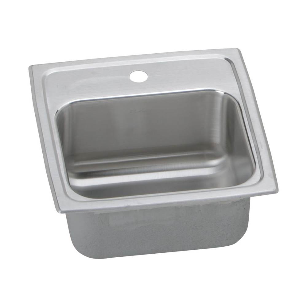 Elkay Lustertone Classic Stainless Steel 15'' x 15'' x 7-1/8'', MR2-Hole Single Bowl Drop-in Bar Sink with 2'' Drain