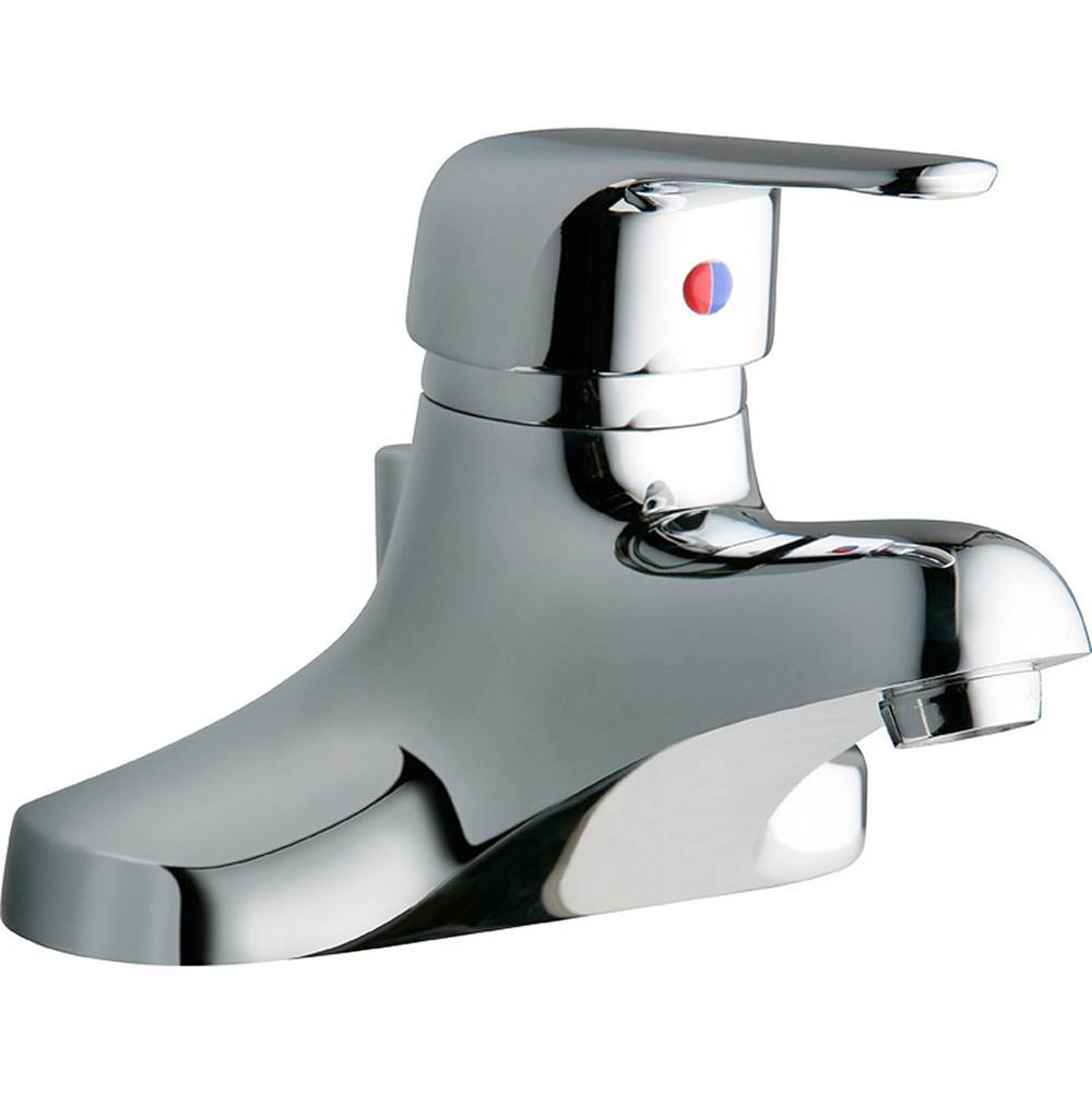 Elkay 4'' Centerset with Exposed Deck Lavatory Faucet Pop-Up Drain Integral Spout Single Control 4'' Wristblade Handle