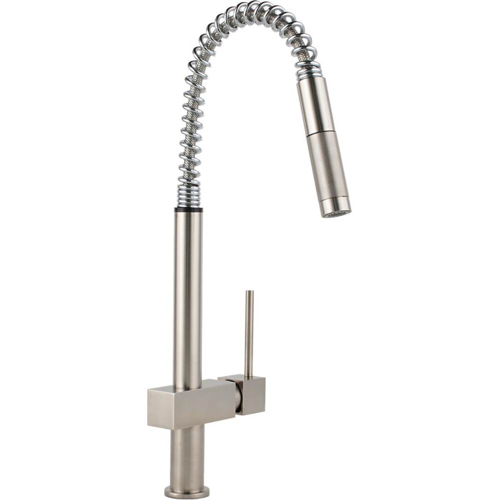 Elkay Avado Single Hole Kitchen Faucet with Semi-professional Spout and Forward Only Lever Handle Brushed Nickel