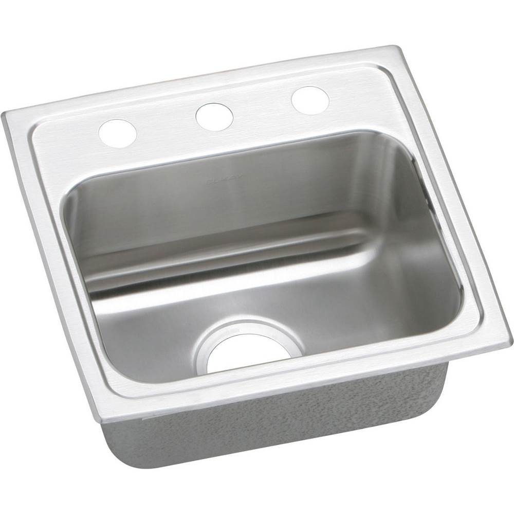 Elkay Lustertone Classic Stainless Steel 17'' x 16'' x 7-5/8'', Single Bowl Drop-in Sink with Quick-clip