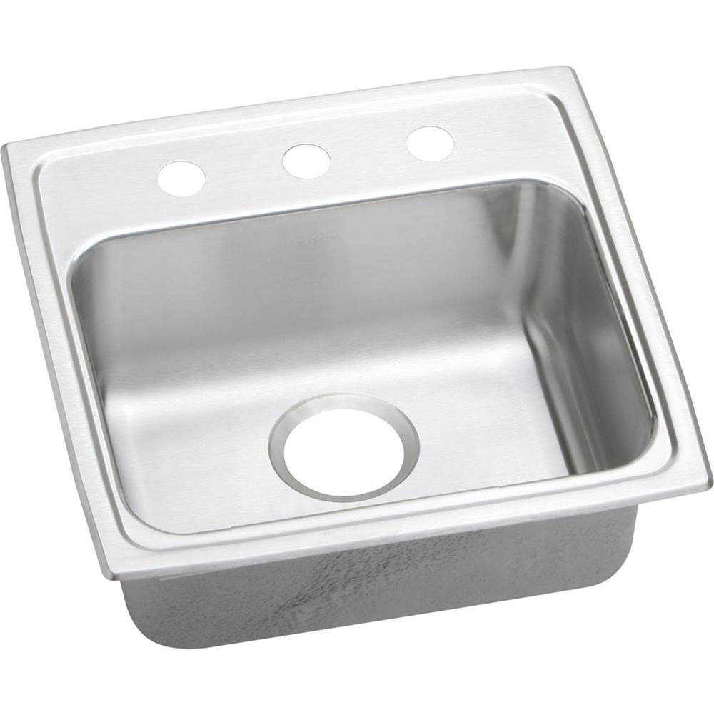 Elkay Lustertone Classic Stainless Steel 19'' x 18'' x 6-1/2'', 2-Hole Single Bowl Drop-in ADA Sink with Quick-clip