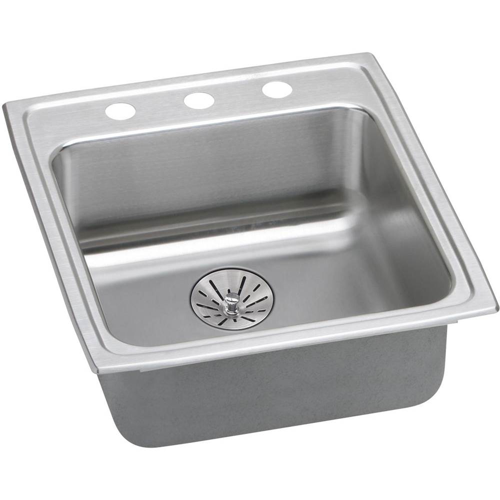 Elkay Lustertone Classic Stainless Steel 19-1/2'' x 22'' x 6-1/2'', 1-Hole Single Bowl Drop-in ADA Sink with Perfect Drain and Quick-clip
