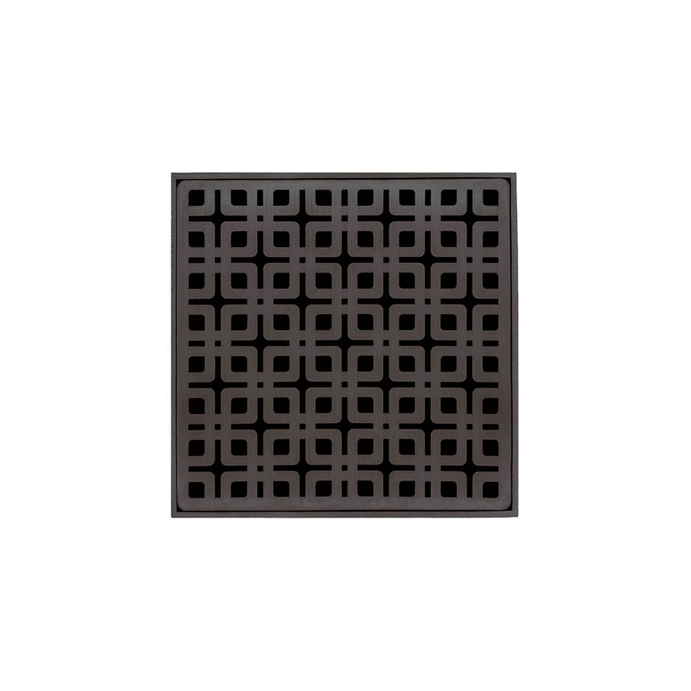 Infinity Drain 5'' x 5'' Strainer with Link Pattern Decorative Plate and 2'' Throat in Oil Rubbed Bronze for KD 5