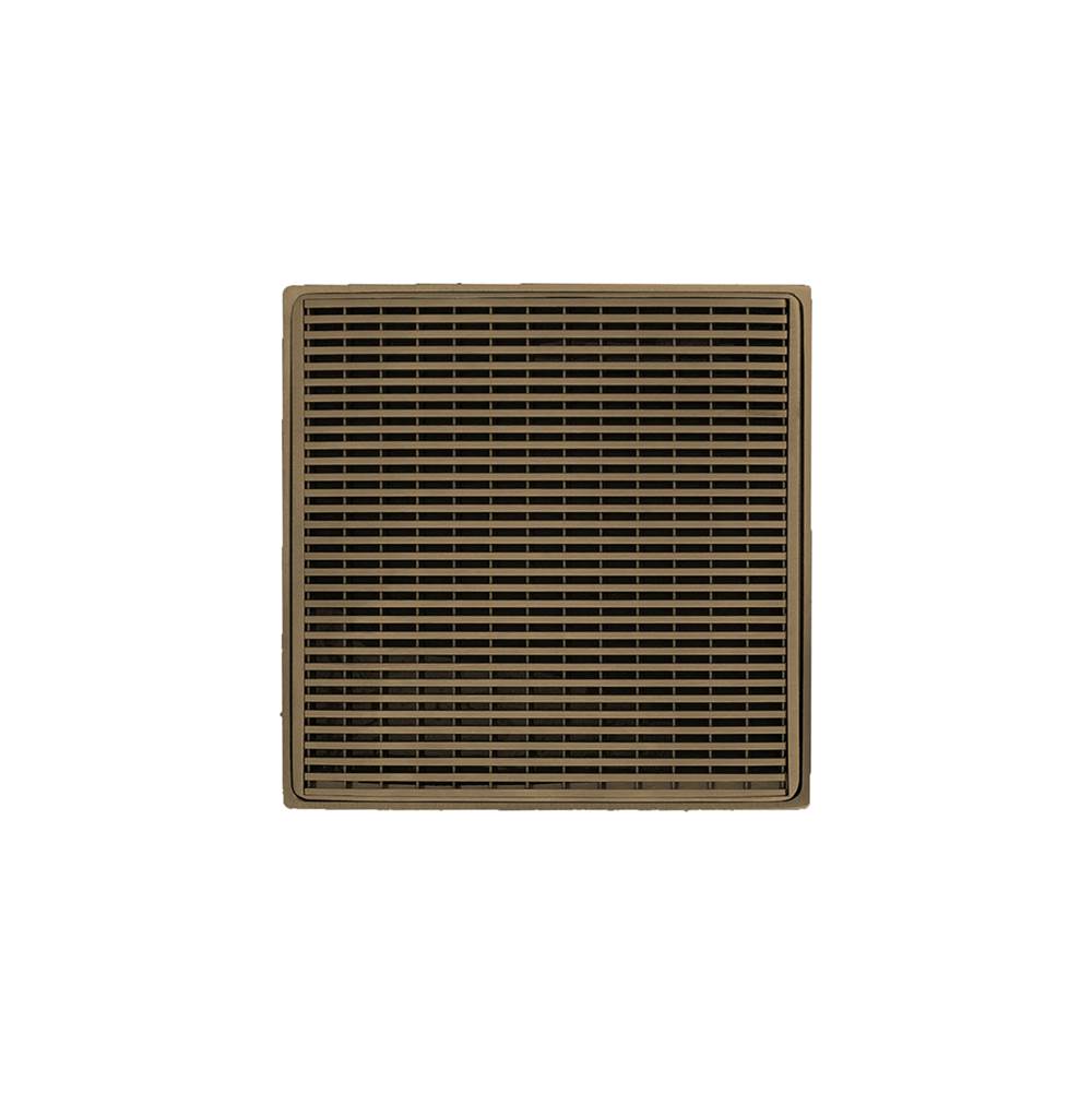 Infinity Drain 4'' x 4'' Strainer with Wedge Wire Pattern Decorative Plate and 2'' Throat in Satin Bronze for WD 4
