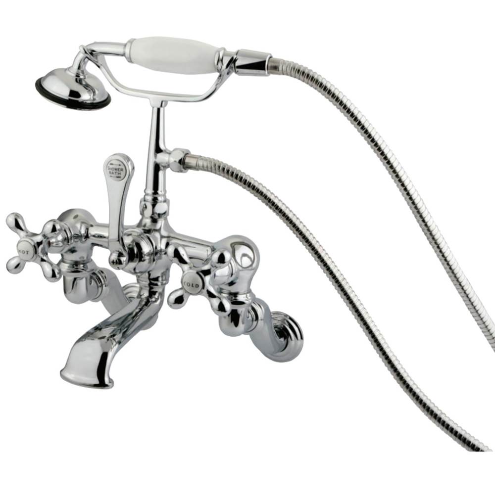 Kingston Brass Vintage Wall Mount Clawfoot Tub Faucet with Hand Shower, Polished Chrome