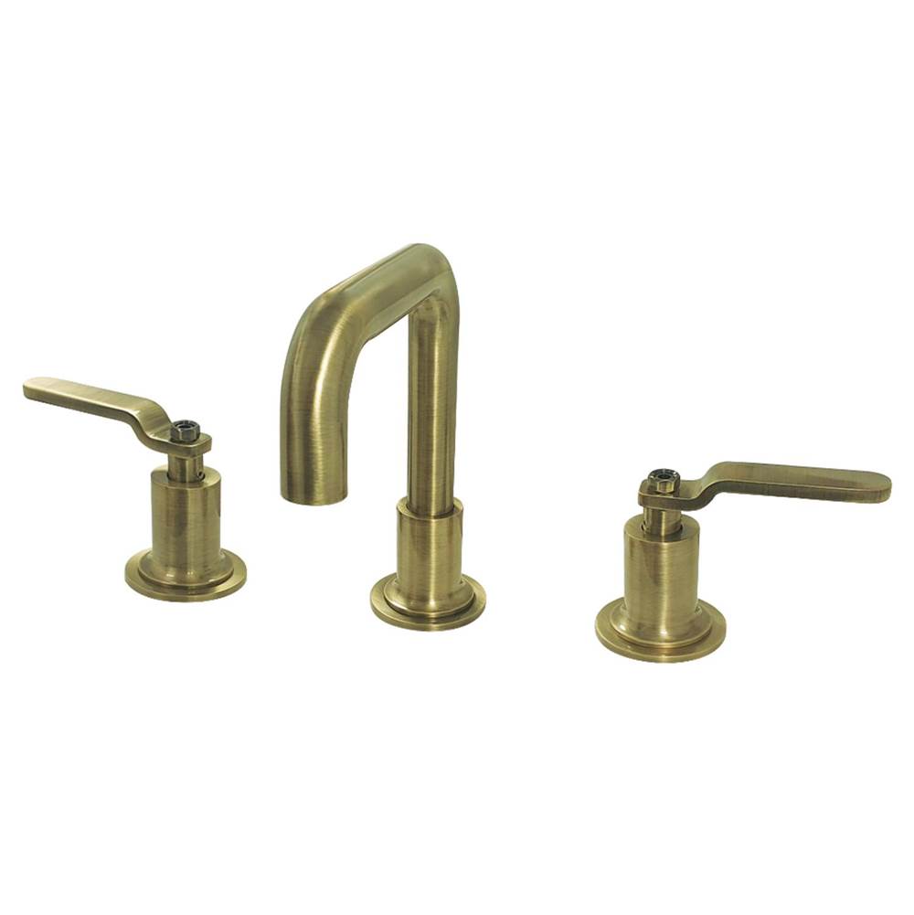 Kingston Brass Whitaker Widespread Bathroom Faucet with Push Pop-Up, Antique Brass
