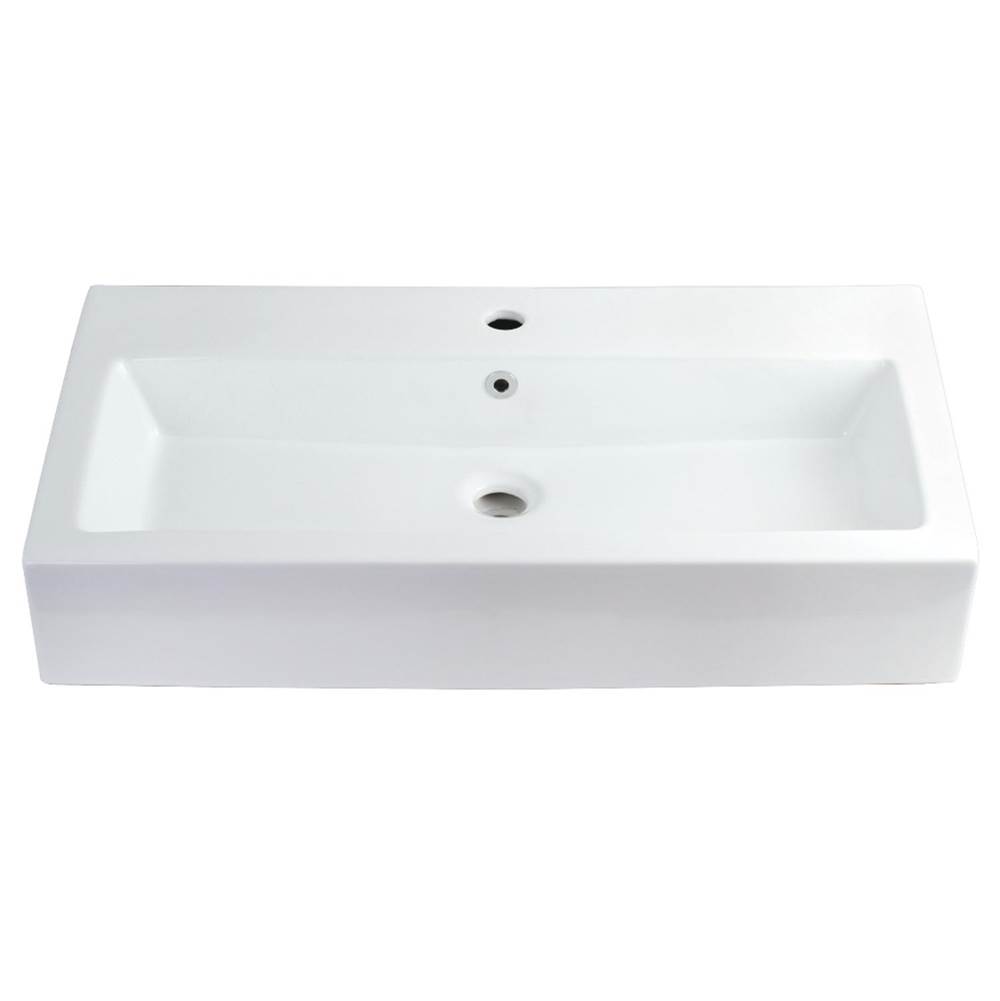 Kingston Brass Fauceture Adelaide 32-Inch x 17-Inch Rectangular Vessel Sink, White