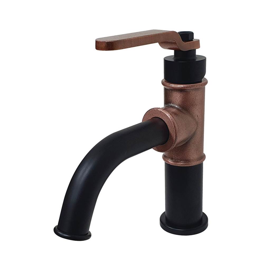 Kingston Brass Whitaker Single-Handle Bathroom Faucet with Push Pop-Up, Matte Black/Antique Copper