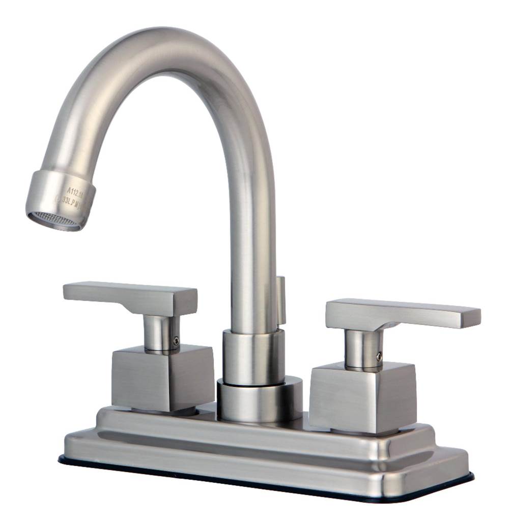 Kingston Brass Executive 4 in. Centerset Bathroom Faucet with Brass Pop-Up, Brushed Nickel