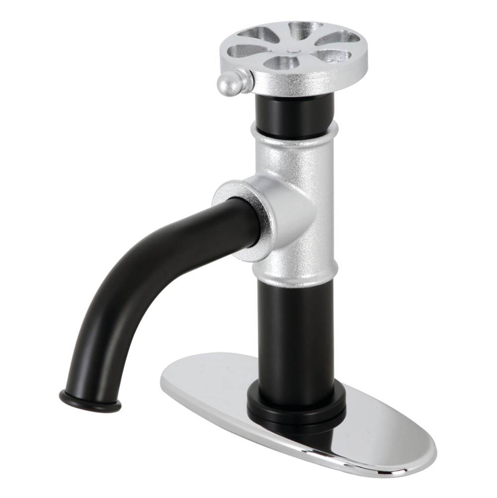 Kingston Brass Belknap Single-Handle Bathroom Faucet with Push Pop-Up, Matte Black/Polished Chrome