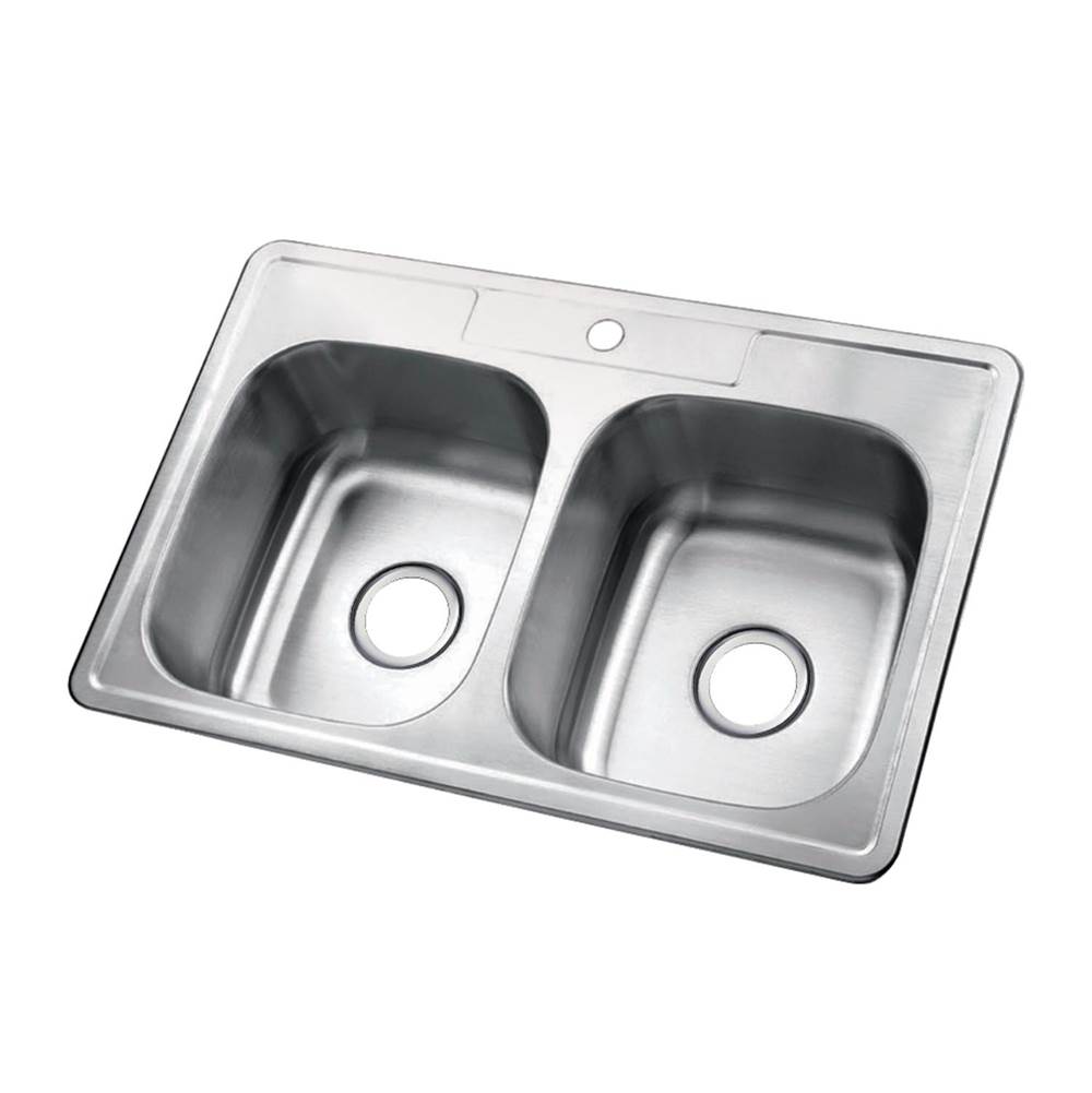 Kingston Brass Gourmetier 33''x22''x8'' Self-Rimming Stainless Steel Kitchen Sink, Brushed
