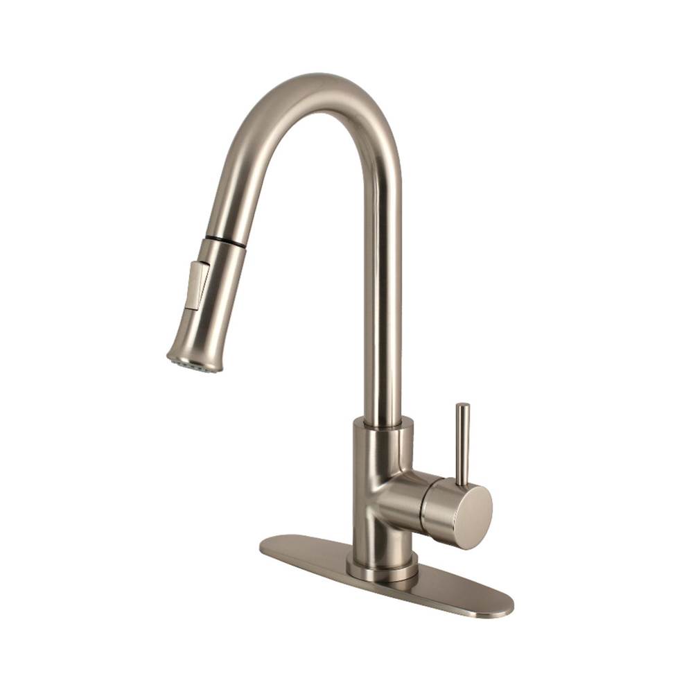 Kingston Brass Gourmetier Concord Single-Handle Pull-Down Kitchen Faucet, Brushed Nickel