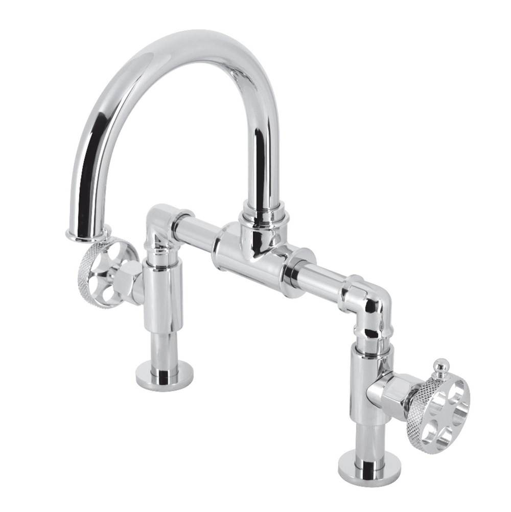 Kingston Brass Webb Bridge Bathroom Faucet with Push Pop-Up, Polished Chrome