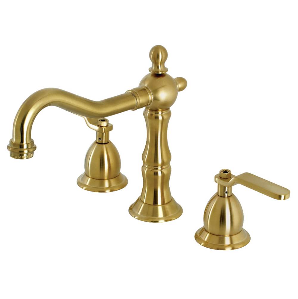 Kingston Brass Whitaker Widespread Bathroom Faucet with Brass Pop-Up, Brushed Brass