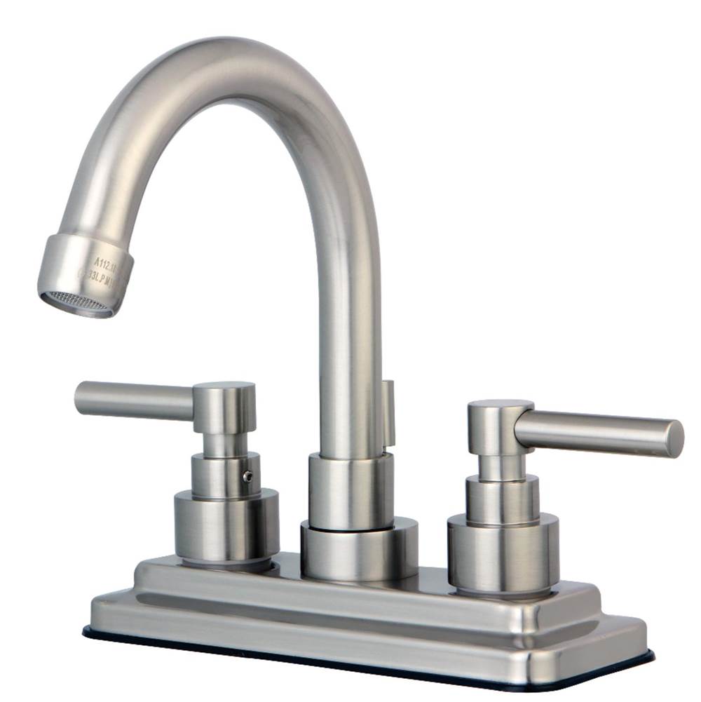 Kingston Brass Elinvar 4 in. Centerset Bathroom Faucet with Brass Pop-Up, Brushed Nickel
