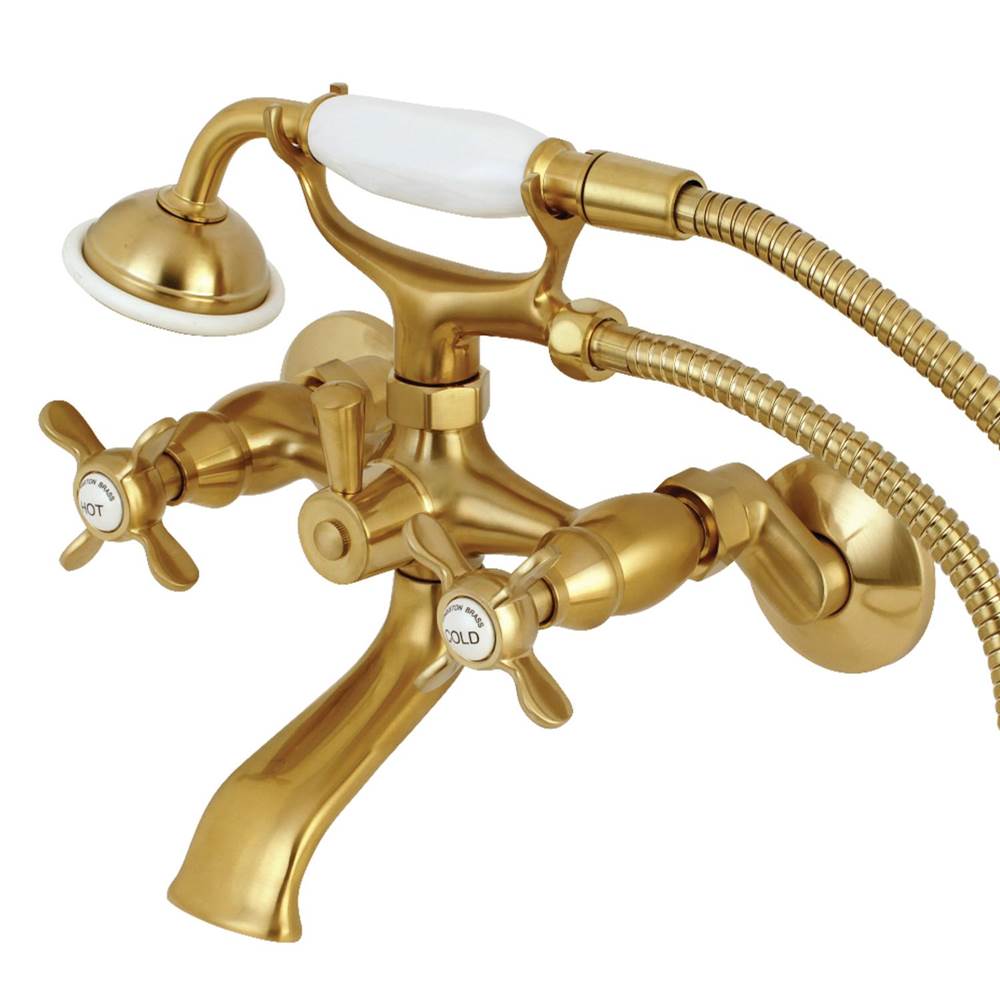 Kingston Brass Essex Clawfoot Tub Faucet with Hand Shower, Brushed Brass