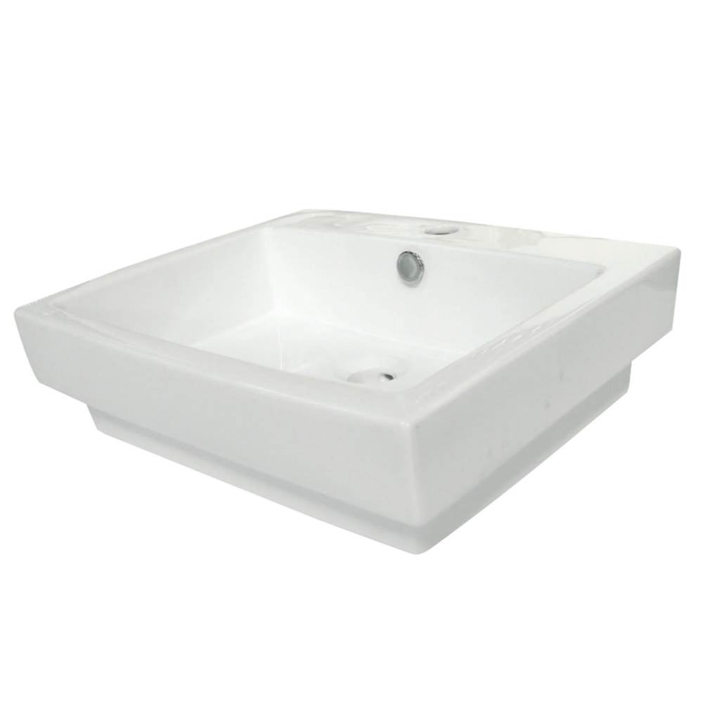 Kingston Brass Fauceture Plaza Semi-Recessed Bathroom Sink, White