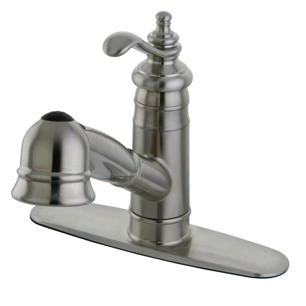 Kingston Brass Gourmetier Templeton Single-Handle Pull-Out Kitchen Faucet, Brushed Nickel