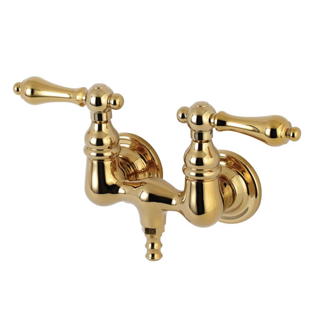 Kingston Brass Aqua Vintage 3-3/8 Inch Wall Mount Tub Faucet, Polished Brass