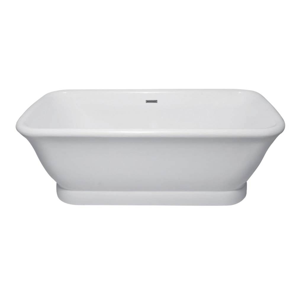 Kingston Brass Aqua Eden 71-Inch Acrylic Double Ended Pedestal Tub with Square Overflow and Pop-Up Drain, White