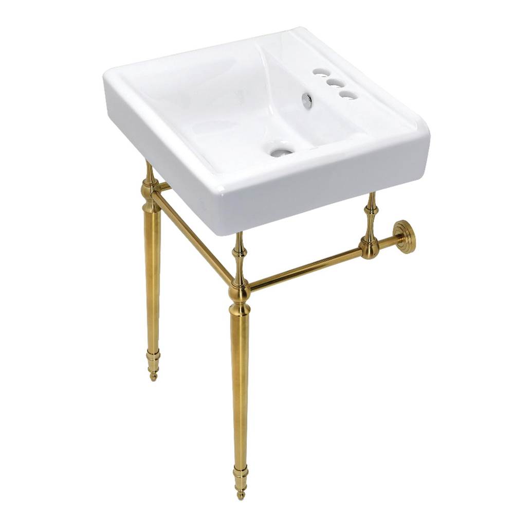 Kingston Brass Edwardian 20-Inch Console Sink with Brass Legs, Brushed Brass