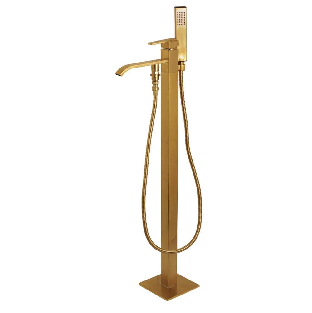 Kingston Brass Executive Freestanding Tub Faucet with Hand Shower, Brushed Brass
