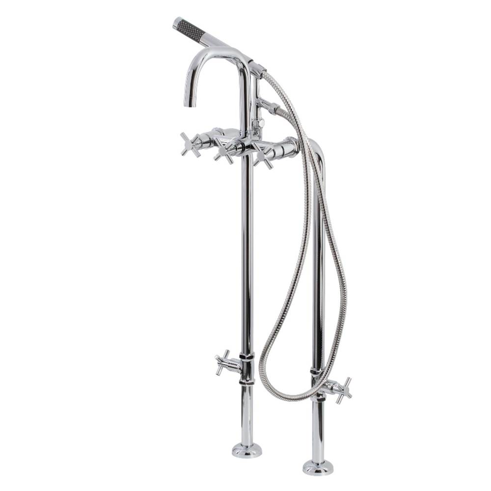 Kingston Brass Aqua Vintage Concord Freestanding Tub Faucet with Supply Line, Stop Valve, Polished Chrome