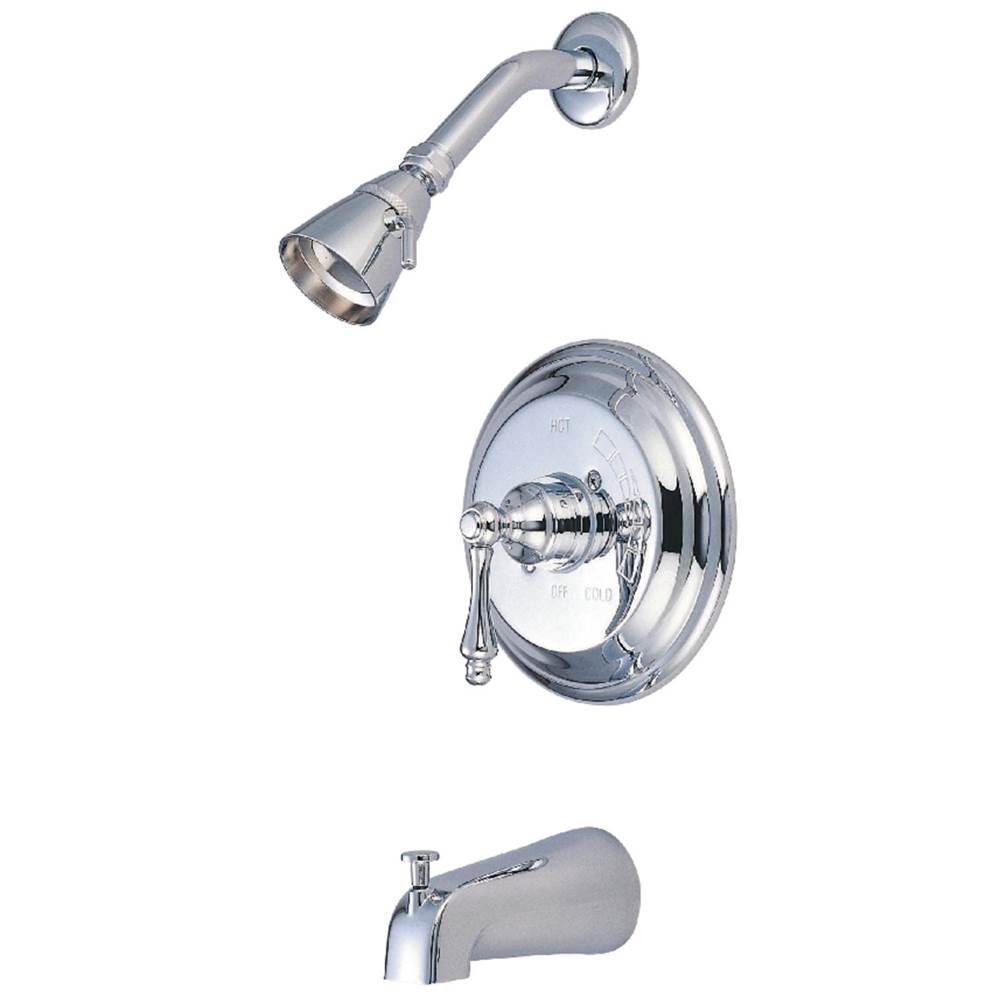 Kingston Brass Water Saving Restoration Tub and Shower Faucet with Lever Handles, Polished Chrome