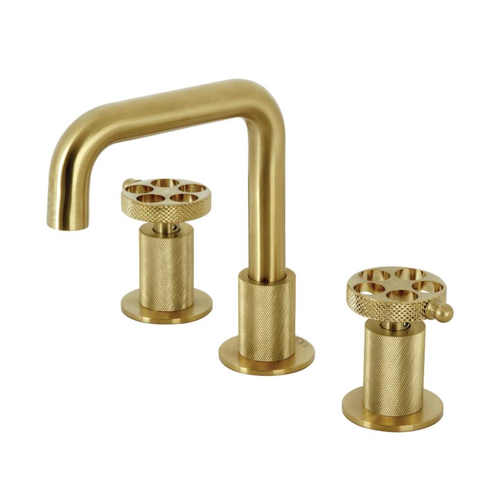 Kingston Brass Kingston Brass KS1417RKX Webb Widespread Bathroom Faucet with Push Pop-Up, Brushed Brass