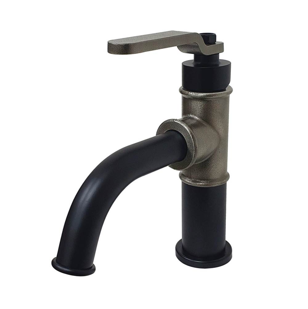 Kingston Brass Whitaker Single-Handle Bathroom Faucet with Push Pop-Up, Matte Black/Black Stainless