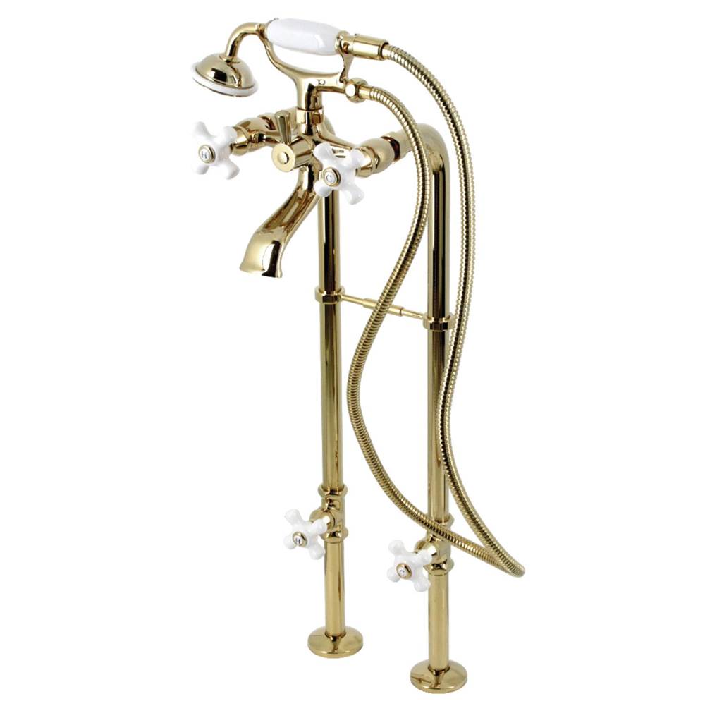Kingston Brass Kingston Brass CCK266PXK2 Kingston Freestanding Clawfoot Tub Faucet Package with Supply Line, Polished Brass