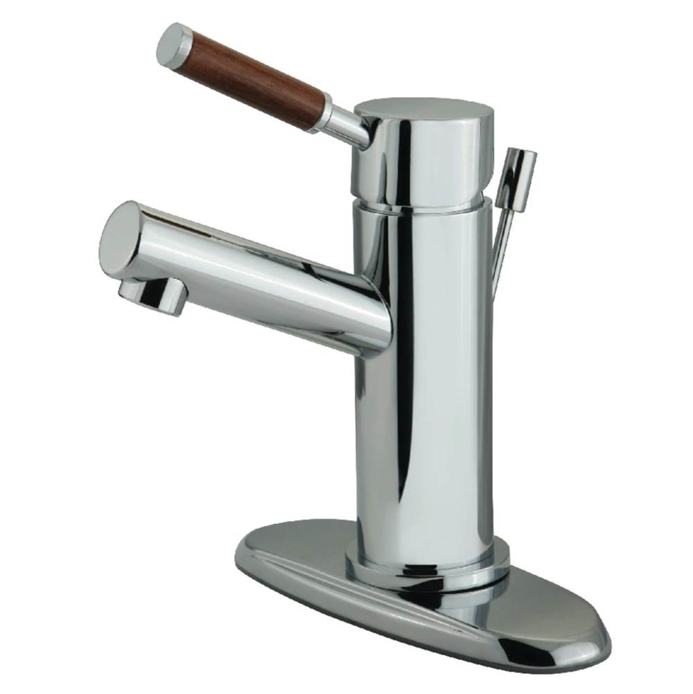 Kingston Brass Wellington Single-Handle Bathroom Faucet with Brass Pop-Up and Cover Plate, Polished Chrome