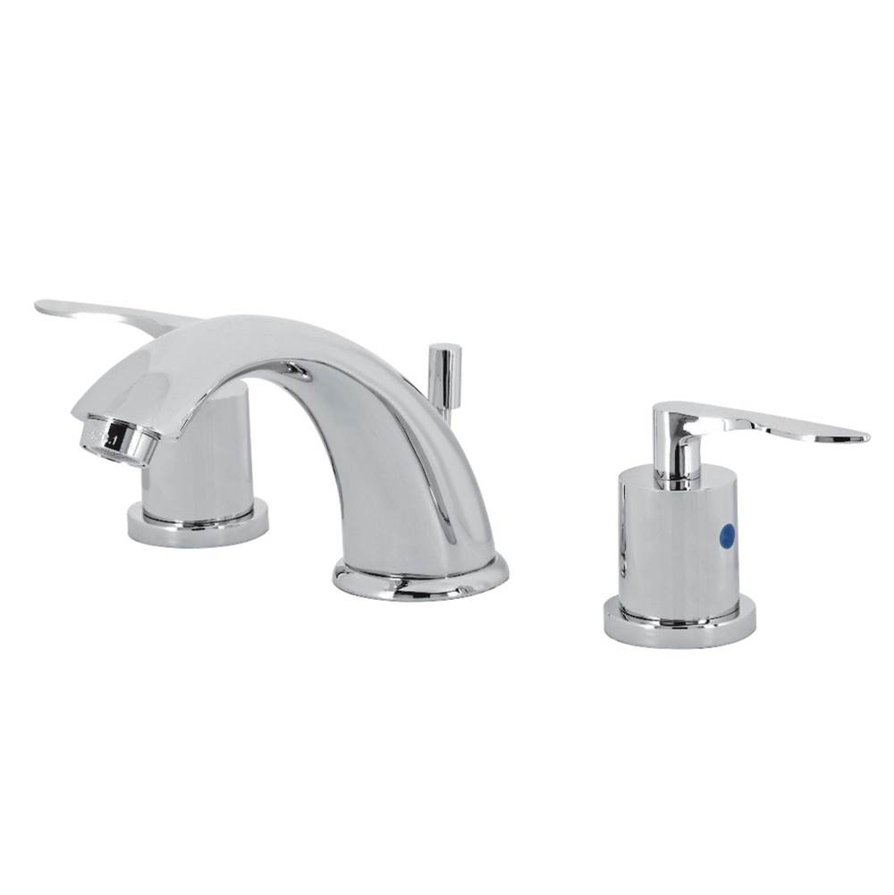 Kingston Brass Two-Handle 3-Hole Deck Mount Widespread Bathroom Faucet with Pop-Up Drain in Polished Chrome