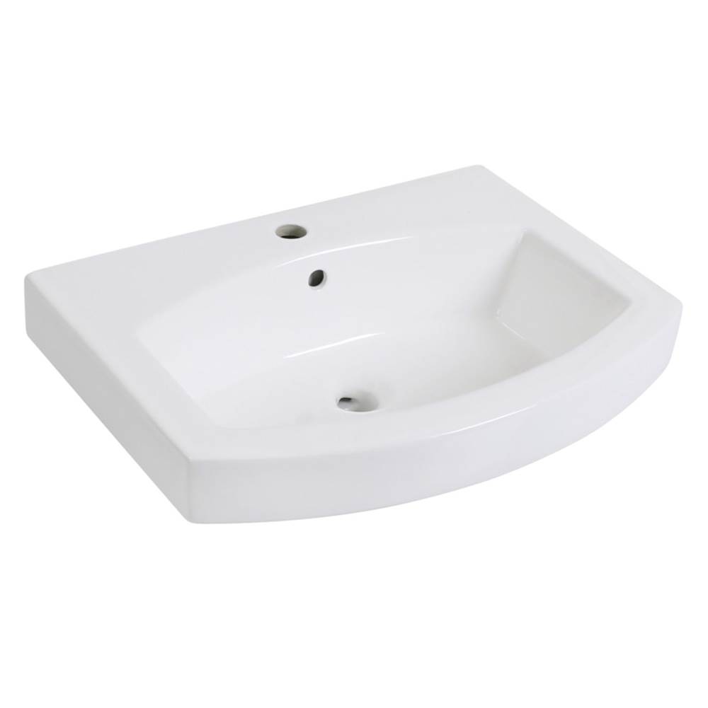 Kingston Brass Fauceture EV2418 Inflection 24'' Ceramic Bathroom Sink (Single Hole), White
