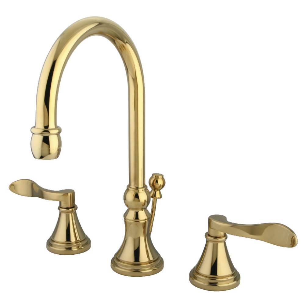 Kingston Brass NuFrench Widespread Bathroom Faucet with Brass Pop-Up, Polished Brass
