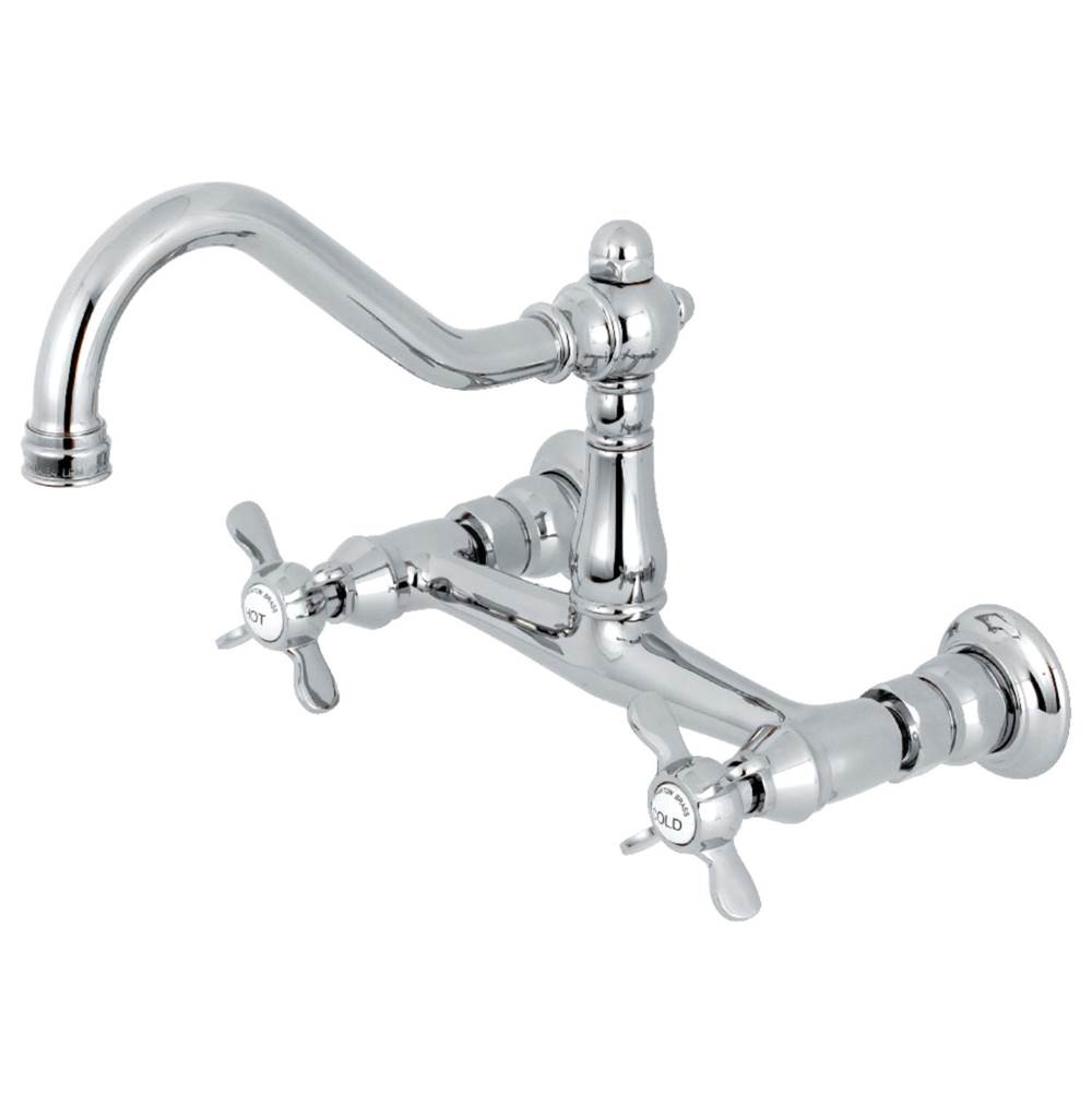 Kingston Brass 8'' Center Wall Mount Bathroom Faucet, Polished Chrome