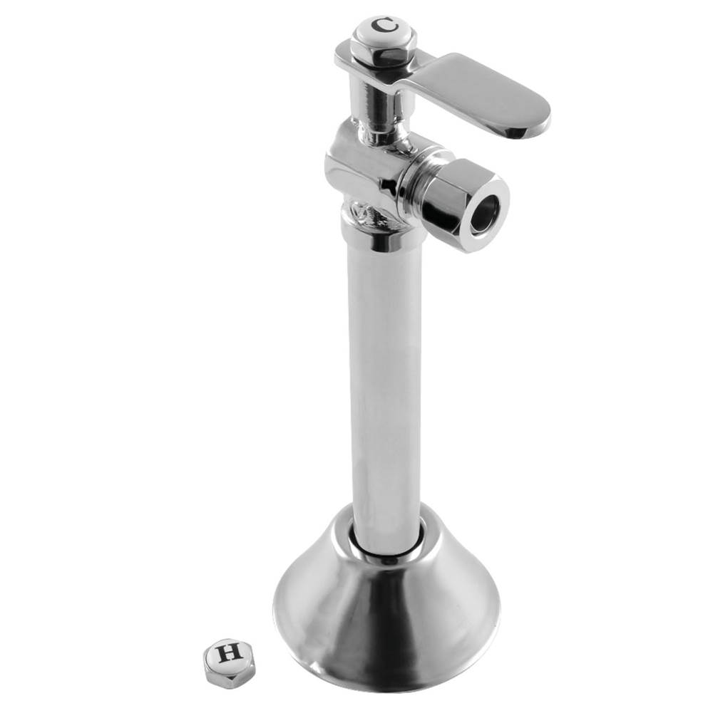 Kingston Brass Whitaker 1/2'' Sweat x 3/8'' O.D. Comp Angle Stop Valve with 5'' Extension, Polished Chrome