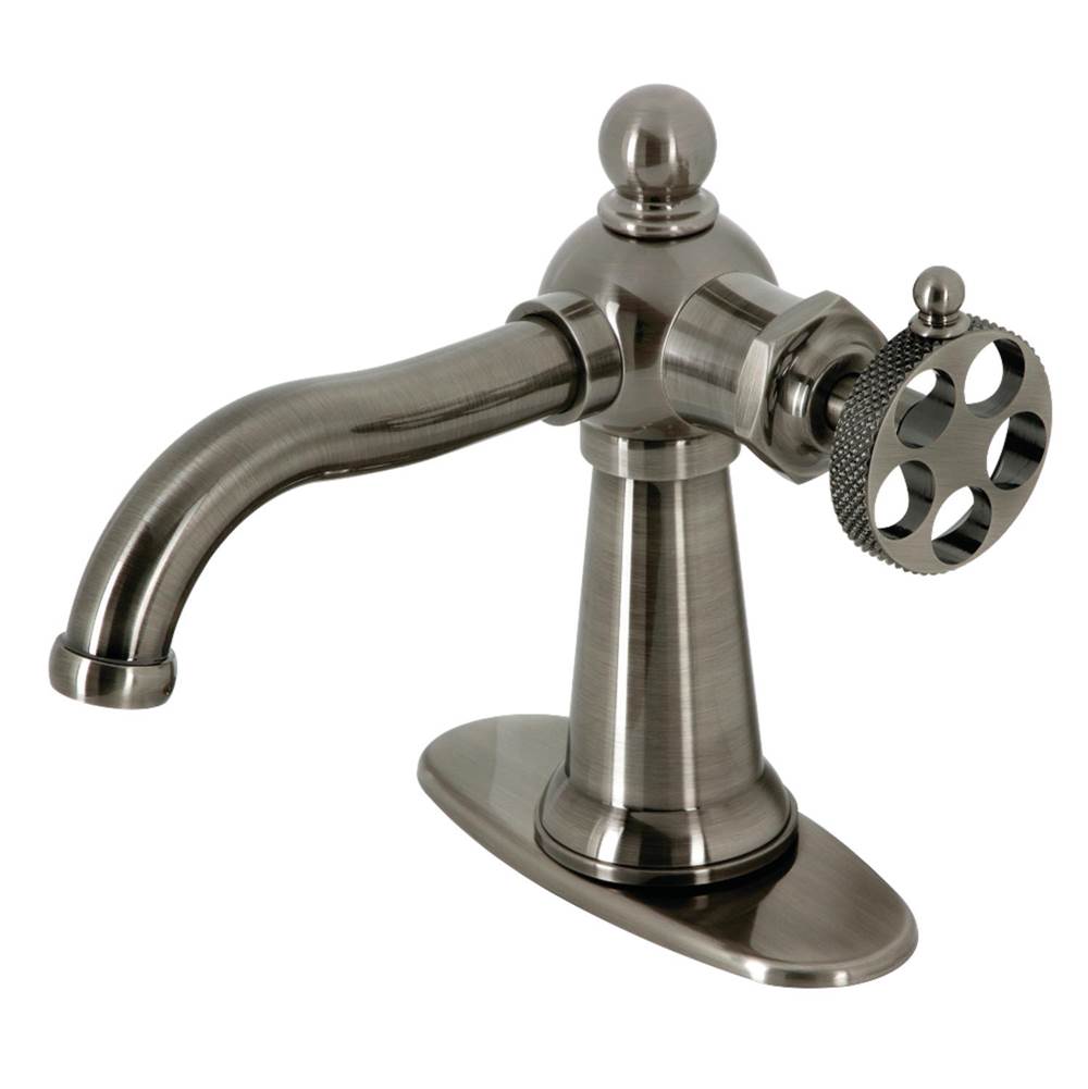 Kingston Brass Webb Single-Handle Bathroom Faucet with Push Pop-Up, Black Stainless