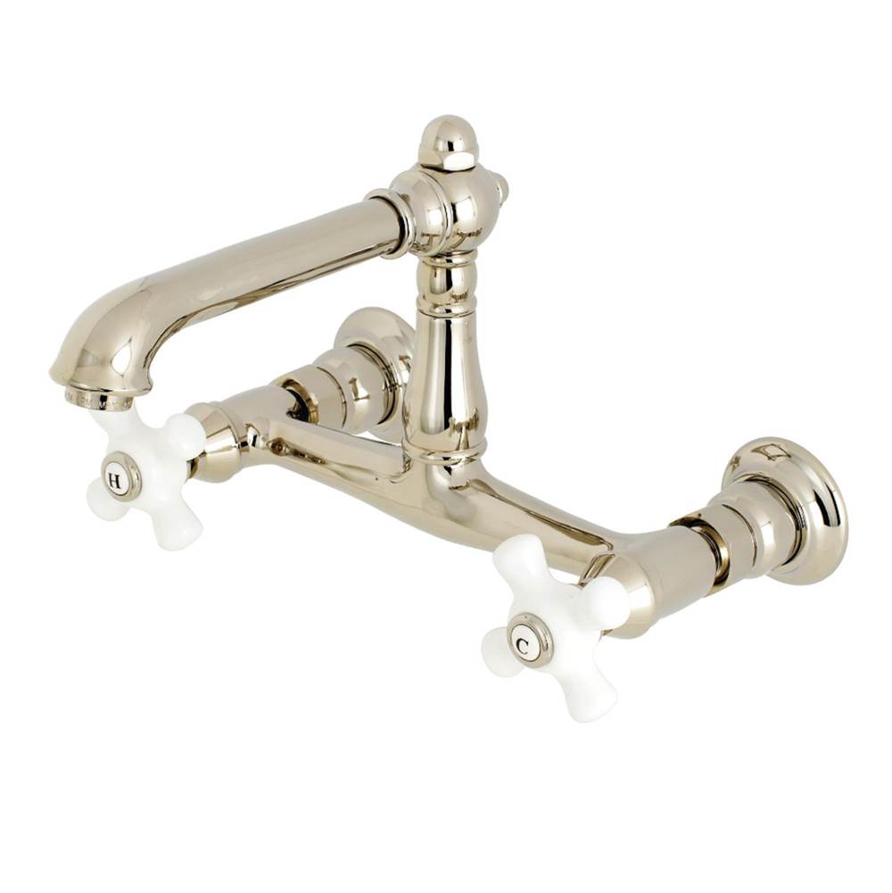 Kingston Brass Wall Mount Bathroom Faucet, Polished Nickel