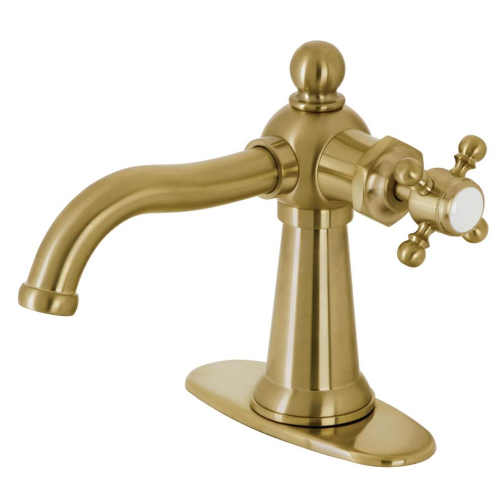 Kingston Brass Nautical Single-Handle Bathroom Faucet with Push Pop-Up, Brushed Brass