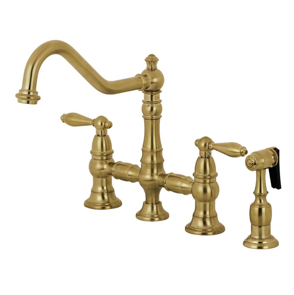 Kingston Brass Kitchen Faucet with Side Sprayer, Brushed Brass