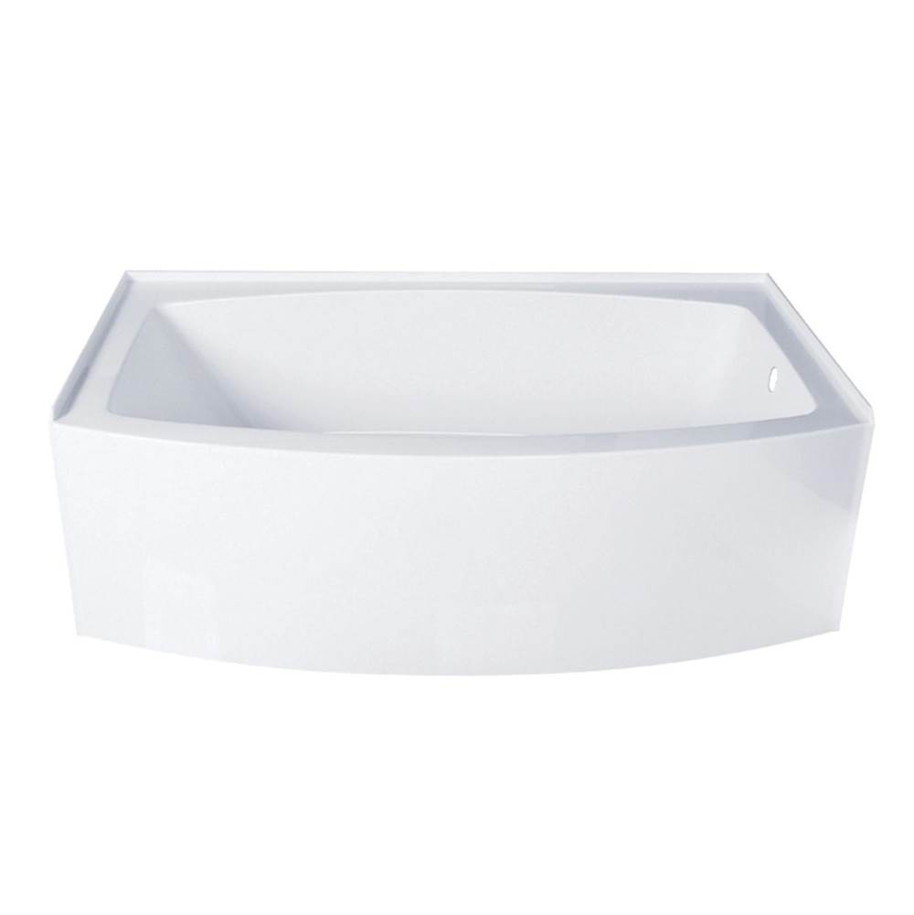 Kingston Brass Aqua Eden Inflection 66'' Acrylic Curved Apron Alcove Tub with Right Hand Drain, Glossy White