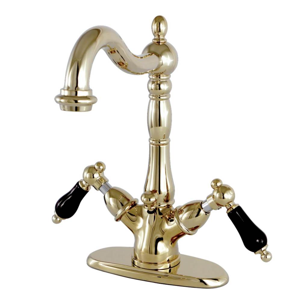 Kingston Brass Duchess Two-Handle Bathroom Faucet with Brass Pop-Up and Cover Plate, Polished Brass