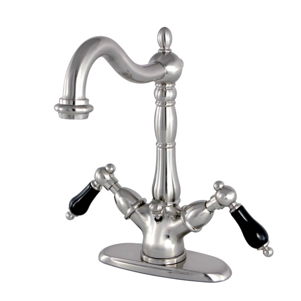 Kingston Brass Duchess Two-Handle Bathroom Faucet with Brass Pop-Up and Cover Plate, Brushed Nickel