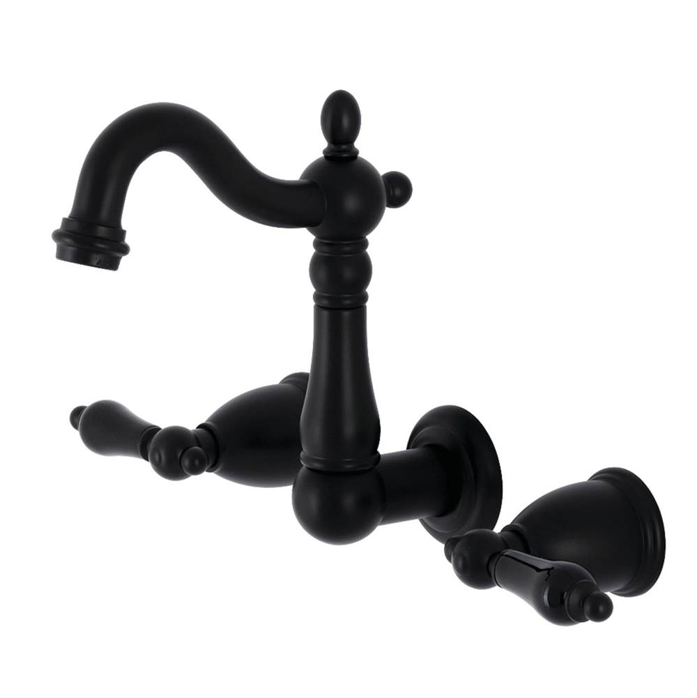 Kingston Brass Duchess Two-Handle Wall Mount Bathroom Faucet, Matte Black