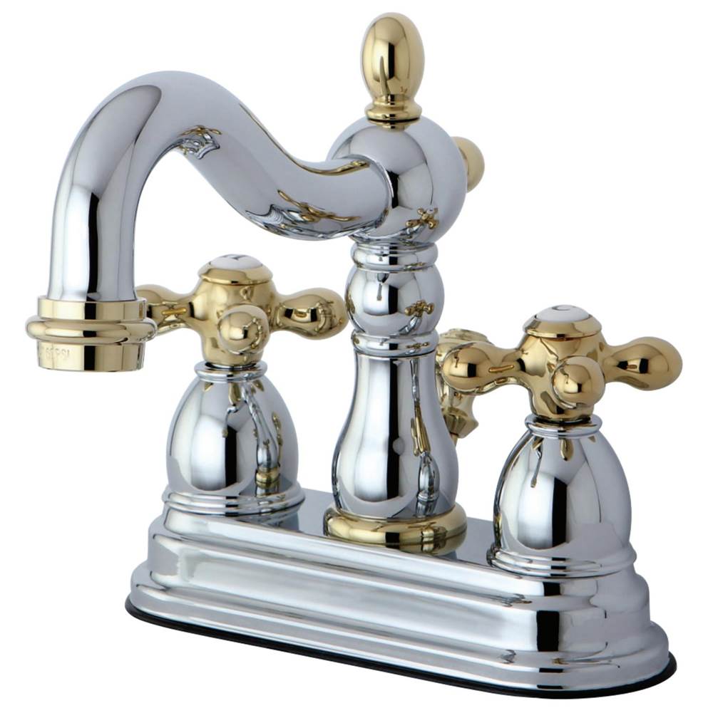 Kingston Brass Heritage 4 in. Centerset Bathroom Faucet, Polished Chrome/Polished Brass