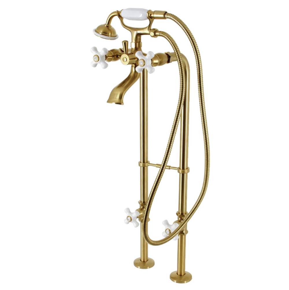 Kingston Brass Kingston Freestanding Clawfoot Tub Faucet Package with Supply Line, Brushed Brass
