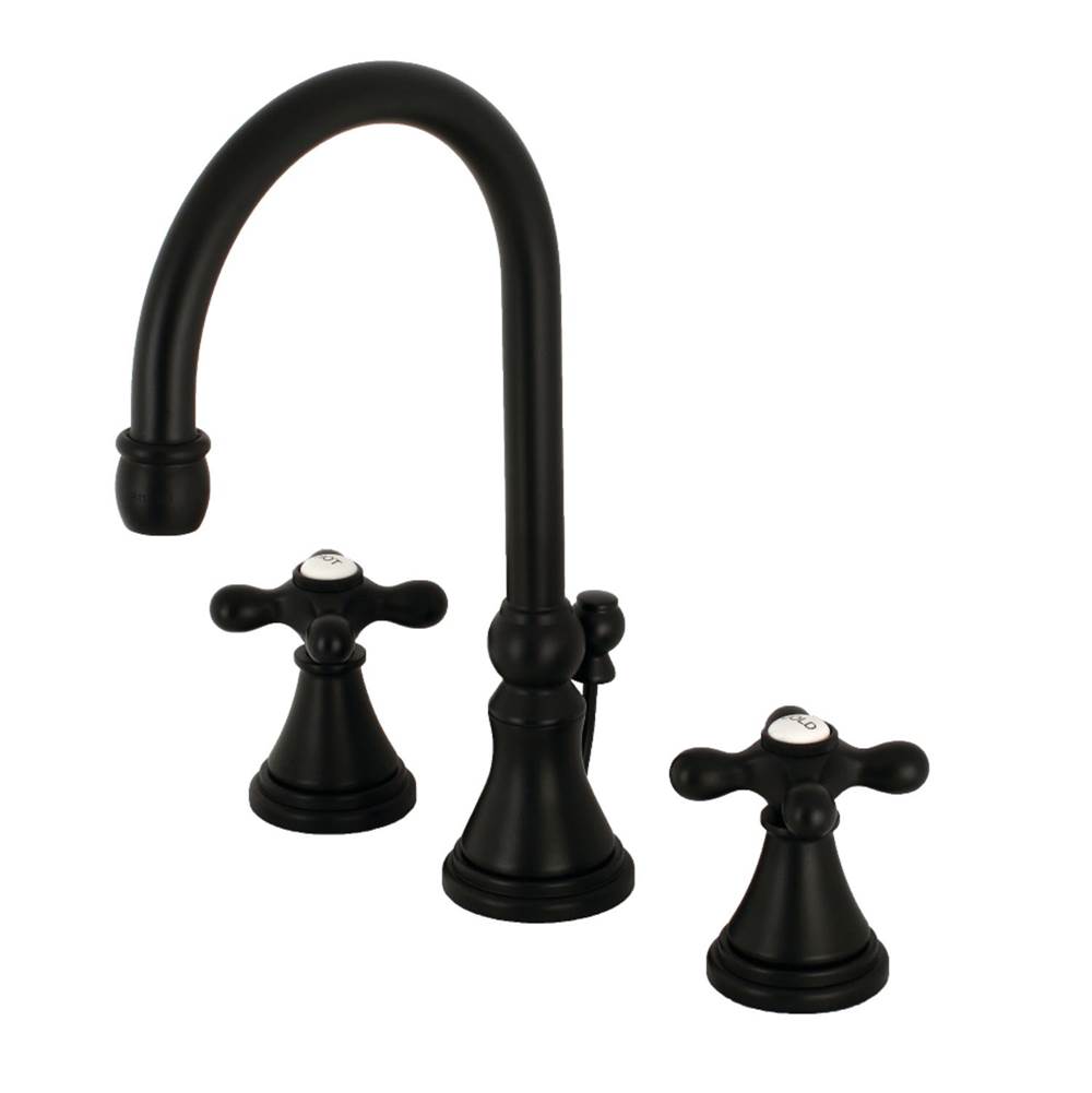 Kingston Brass Governor Widespread Bathroom Faucet with Brass Pop-Up, Matte Black
